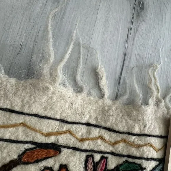 Vintage Namda Rug Wool Floral Heart Embroidered 36”x24” - Picture 3 of 5